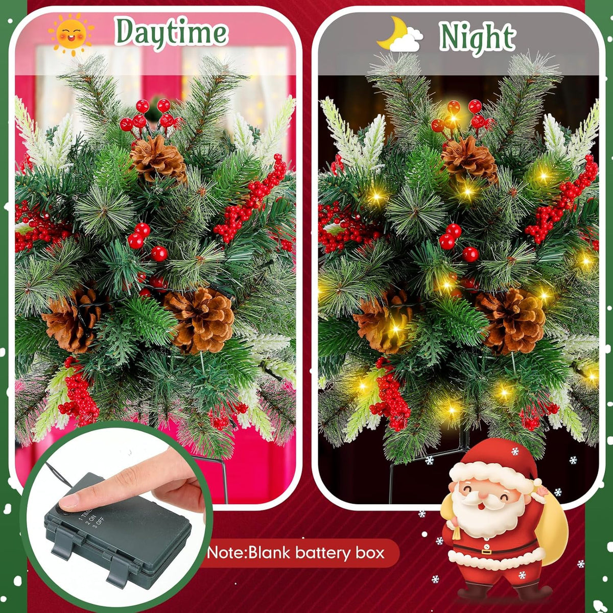 Verlichte kerststruik voor buiten als plantenbakdecoratie