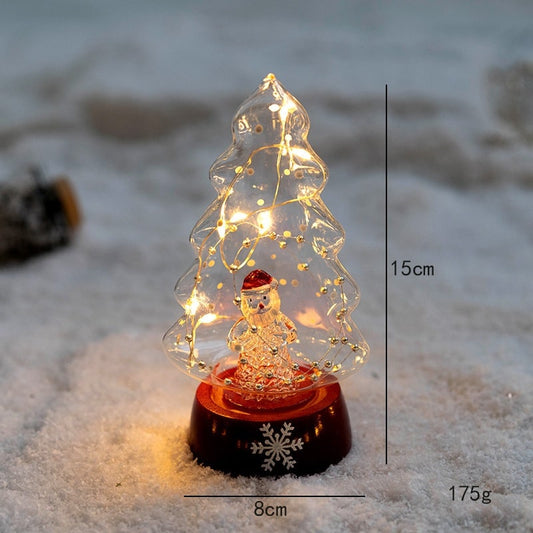 Verlichte tafelkerstboom in glaslook met led-lampjes en sterpiek