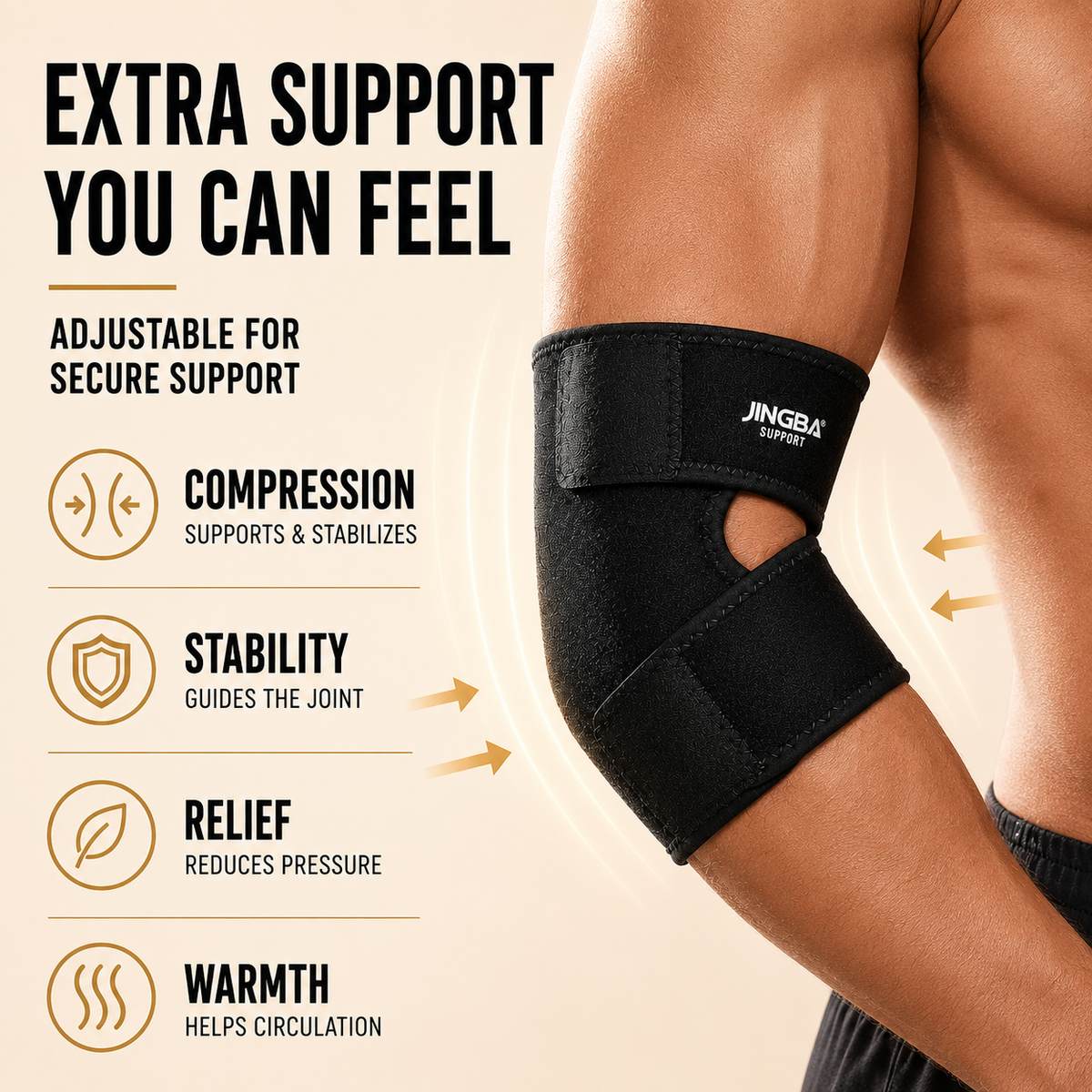 Verstelbare elleboog compressiebrace