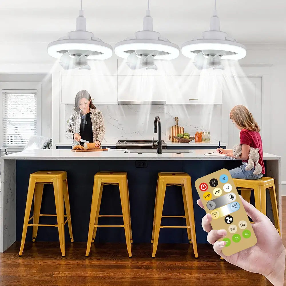 Verstelbare plafondlamp met ventilator