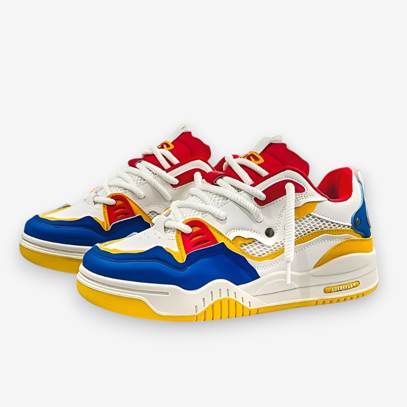 Vetersneakers met dikke zool en geometrisch patroon