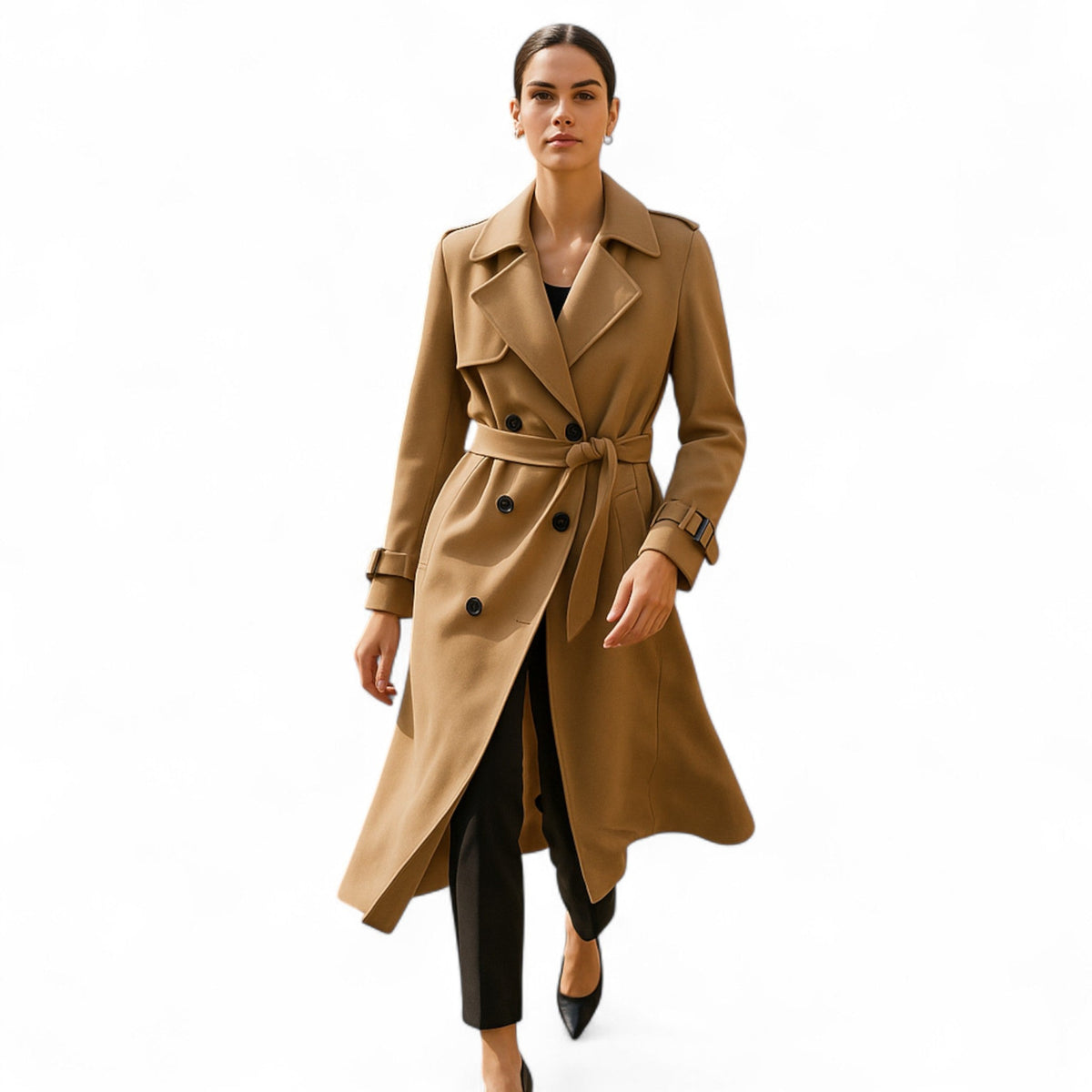 Vintage trenchcoat voor dames met iconische, moderne pasvorm