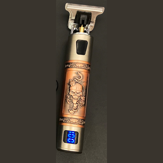 Vintage Trimmer Met Doodskop - Oplaadbaar Inclusief Opzetkammen