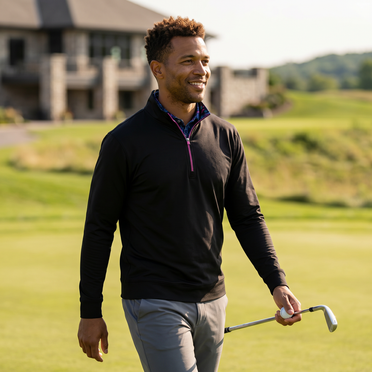 Vochtafvoerende golfpullover met 1/4-rits voor heren | 4-way stretch