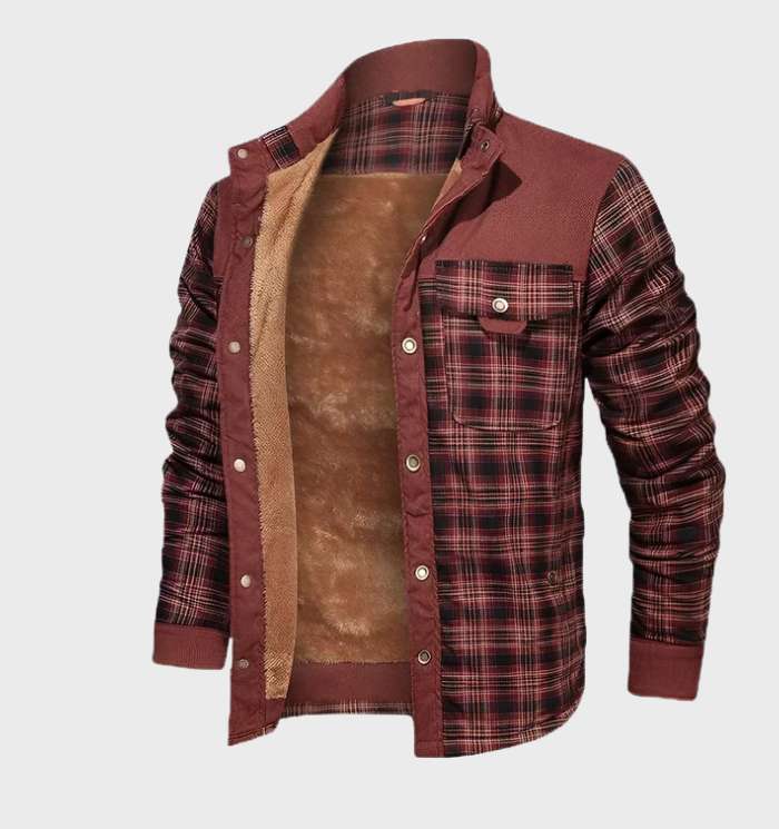 Warm gevoerd geruit herenjack voor de winter
