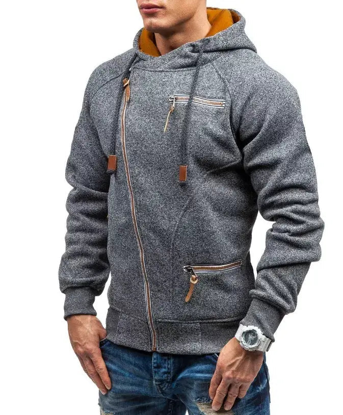 Warme effen hoodie met lange mouwen voor vrije tijd