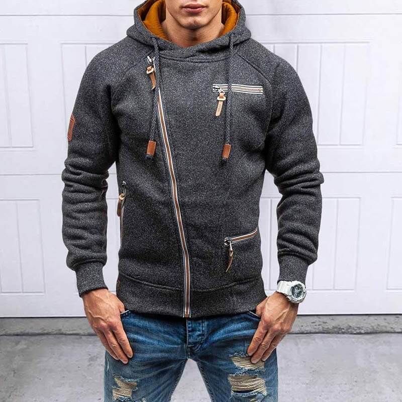 Warme effen hoodie met lange mouwen voor vrije tijd
