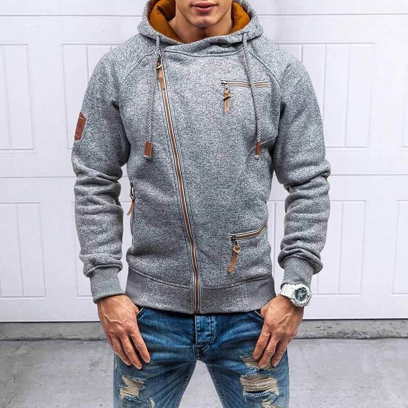 Warme effen hoodie met lange mouwen voor vrije tijd