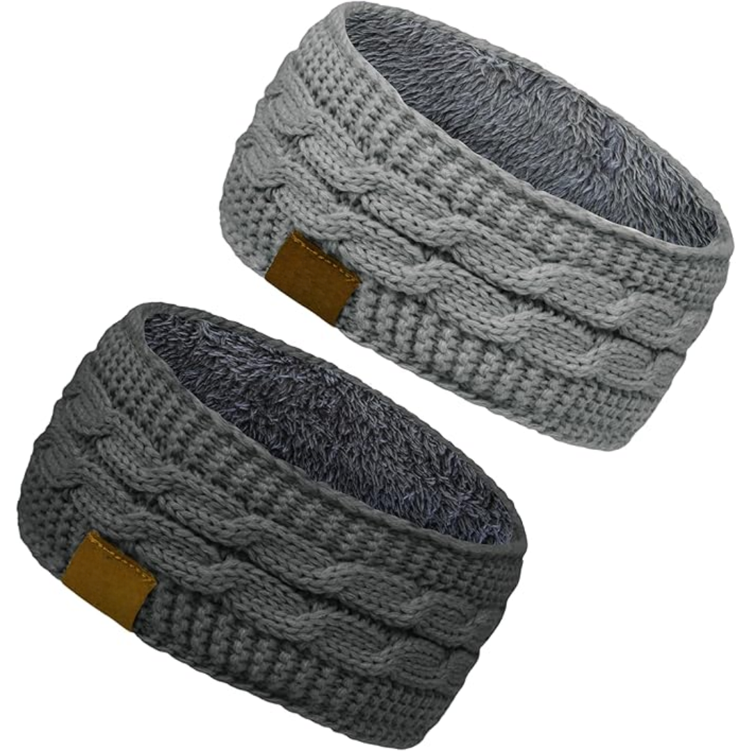 Warme gebreide oorwarmer hoofdband met fleecevoering