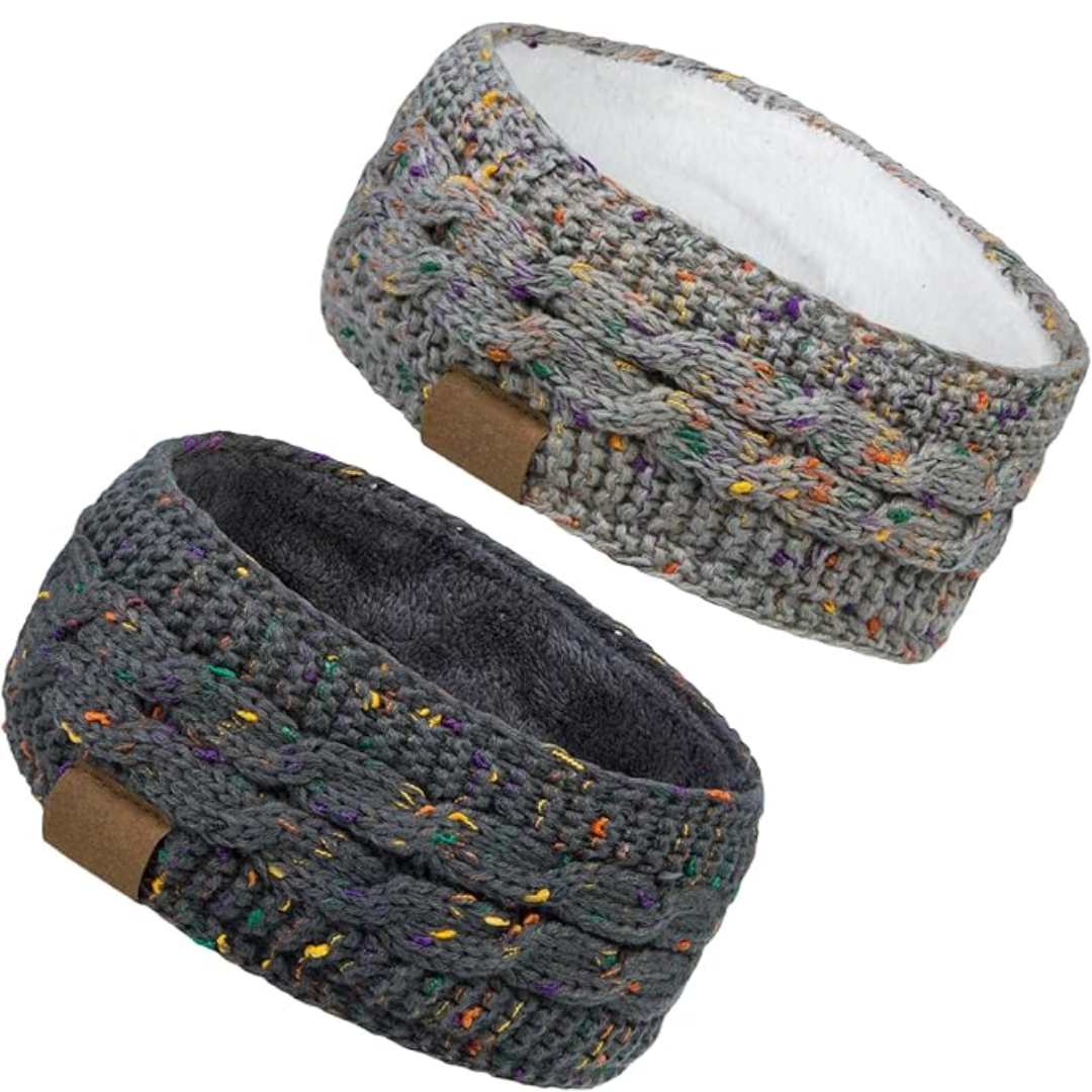 Warme gebreide oorwarmer hoofdband met fleecevoering