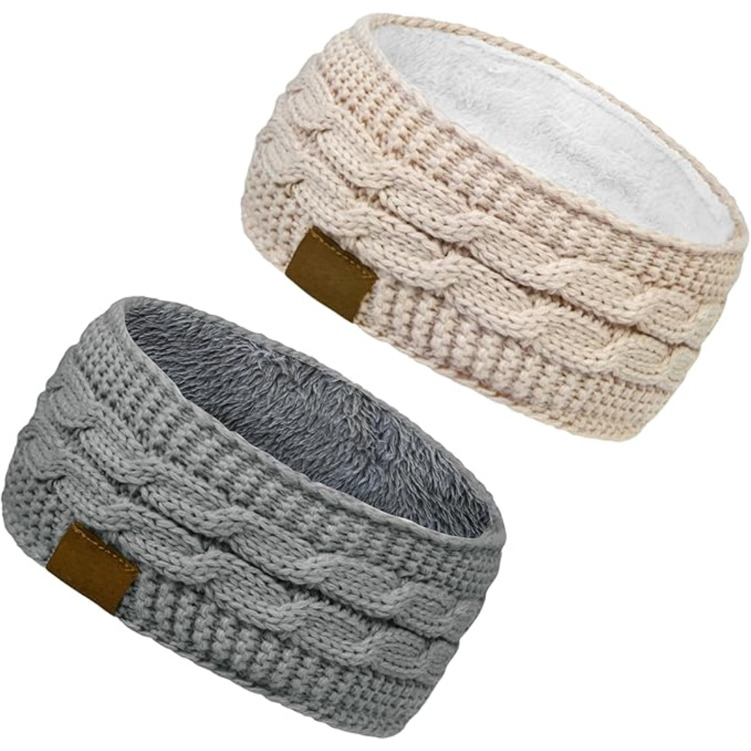 Warme gebreide oorwarmer hoofdband met fleecevoering