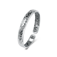 Zilveren Bangle Armband met Lotus en Verstelbaar Design – Hypoallergeen S925 Zilver – Unisex