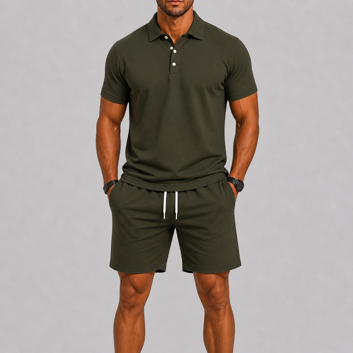 Zomerse sportset voor heren – Poloshirt & shorts, licht comfort