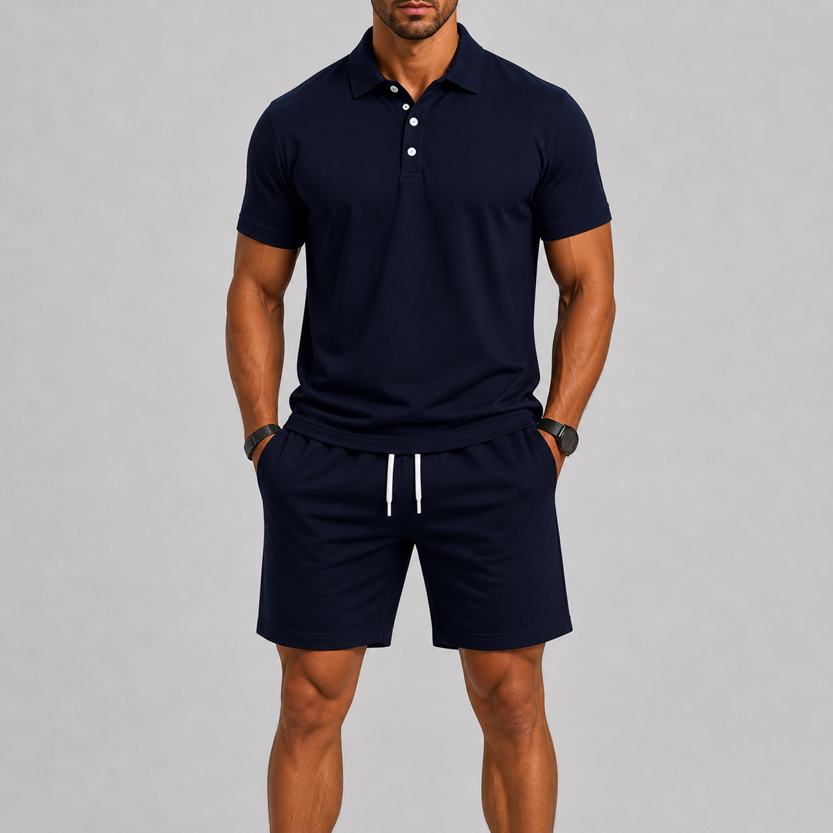 Zomerse sportset voor heren – Poloshirt & shorts, licht comfort